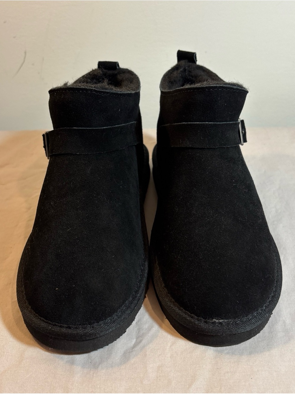BearPaw Black Suede Ankle Booties